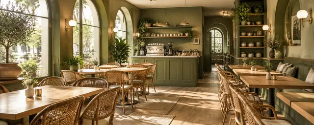 Sunlit Olive & Oak café interior